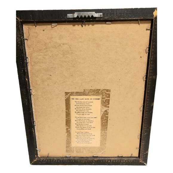 Vintage Last Rose Of Summer Lady Framed Engraving‎ Thomas Moore Poet 11 1/2" - Picture 5 of 8